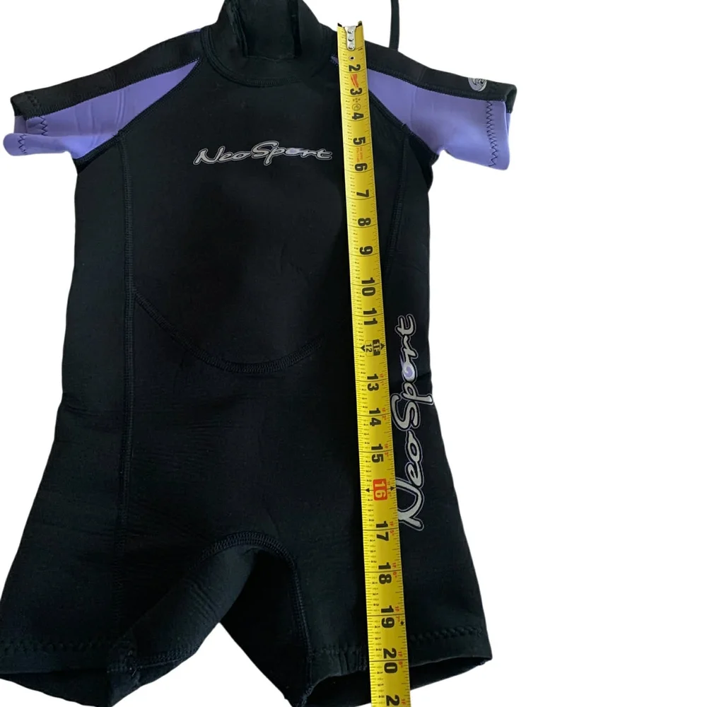NeoSport Kids 2mm Wetsuit Size 4 Purple Retro Coastal Shorty‎ Surf Swim Snorkel